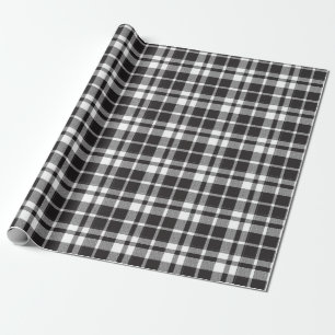 Papier Cadeau Tartan noir et blanc d'Écosse sans couture à carre