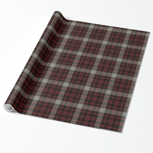 Papier Cadeau Tartan noir gris rouge (Déroulé)
