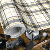 Papier Cadeau Tartan - Or de la moutarde d'ivoire et graphite