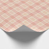 Papier Cadeau Tartan Pastel Douce Pêche et Crème (Coin)