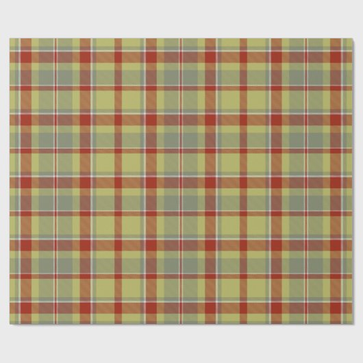 Papier Cadeau Tartan Pattern7 Olive Green and Red ID210 (Plat)