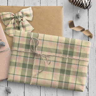 Papier Cadeau Tartan Pattern8 Soft Sage and Rose Rose ID210