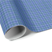 Papier Cadeau Tartan plaid bleu brun écossais (Coin rond)