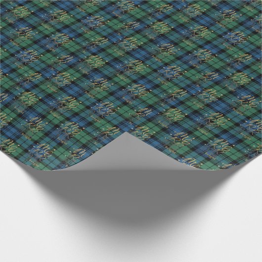Papier Cadeau Tartan Plaid Campbell Joyeux Noël brillant (Coin)