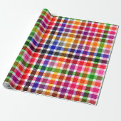 Papier Cadeau Tartan Plaid Multicolore Flannel Sur Blanc (Déroulé)