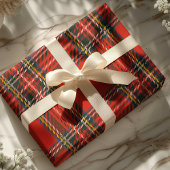 Papier Cadeau Tartan Plaid Red Christmas