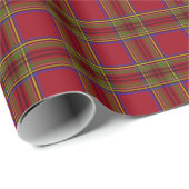 Papier Cadeau Tartan plaid vacances Noël rouge classique (Coin rond)