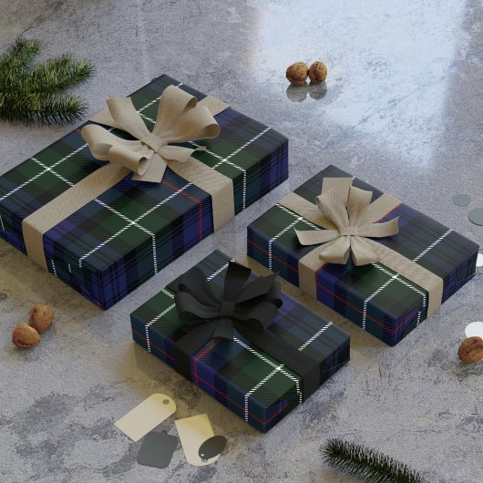 Papier Cadeau Tartan Plaid vert violet vacances rustique