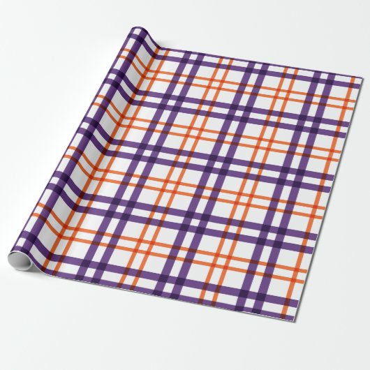 Papier Cadeau Tartan pourpre et orange (Déroulé)