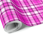 Papier Cadeau Tartan - Rose-Blanc-Noir (Coin rond)
