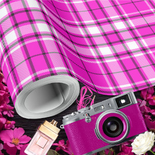 Papier Cadeau Tartan - Rose-Blanc-Noir