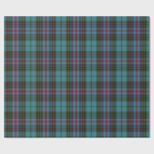 Papier Cadeau Tartan rouge bleu turquoise (Plat)