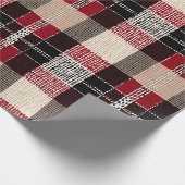 Papier Cadeau Tartan rouge classique et noir - Rustique tissé (Coin)