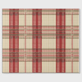 Papier Cadeau Tartan rouge classique et noir - Rustique tissé 2 (Plat)