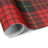 Papier Cadeau Tartan rouge et noir, Plaid de Noël (Coin rond)