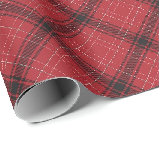 Papier Cadeau Tartan rouge et noir rustique | Noël rempli (Coin rond)