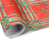 PAPIER CADEAU TARTAN SCOTT ROUGE (Coin rond)