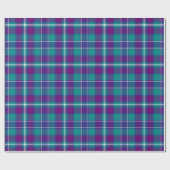 Papier Cadeau Tartan vert de mer, violet et bleu (Plat)