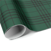 Papier Cadeau Tartan vert et noir de la Forêt profonde (Coin rond)
