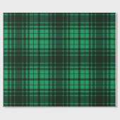 Papier Cadeau Tartan vert et noir pour fêtes de Noël (Plat)