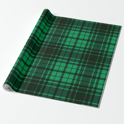 Papier Cadeau Tartan vert et noir pour fêtes de Noël (Déroulé)
