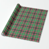 Papier Cadeau Tartan vert et rose (Déroulé)