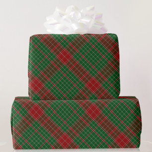 Papier Cadeau Tartan vert et rouge Plaid Cadeau de Noël Wrappin