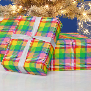 Papier Cadeau Tartan vert rose