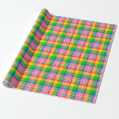 Papier Cadeau Tartan vert rose (Déroulé)