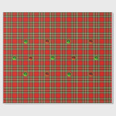 PAPIER CADEAU TARTAN VERT ROUGE ÉCOSSE AVEC DES GEMS RUBY EMERAL (Plat)