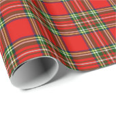 PAPIER CADEAU TARTAN VERT ROUGE ÉCOSSE AVEC DES GEMS RUBY EMERAL (Coin rond)