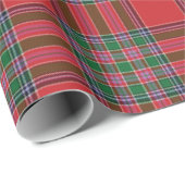 Papier Cadeau Tartan vert rouge plaid (Coin rond)