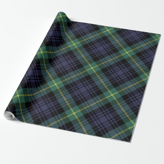 Papier Cadeau Tartan vert violet élégant (Déroulé)