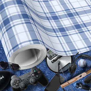 Papier Cadeau Tartan - Vibrant bleu pastel à bleu marine