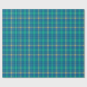 Papier Cadeau Tartan vibrant sarcelle et marin