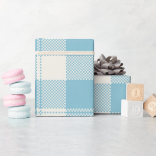 Papier Cadeau Tasse à carreaux illustrée simple bleu et blanc