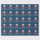 Papier Cadeau Tasse de chocolat chaud de Noël | Bleu (Plat)