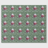 Papier Cadeau Tasse de chocolat chaud de Noël | Vert (Plat)
