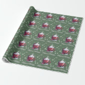 Papier Cadeau Tasse de chocolat chaud de Noël | Vert (Déroulé)