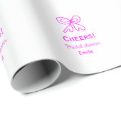 Papier Cadeau Tasse violet rose ruban douche de mariage ajouter (Coin rond)