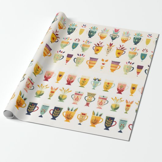 Papier Cadeau Tasses à café (Déroulé)