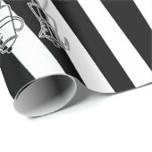 Papier Cadeau Tasses à café B & W Three Cafetière Rayé Café (Coin rond)