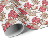 Papier Cadeau Tasses à café rouges, Animal, Cœur, Étoiles biscui (Coin rond)