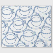 Papier Cadeau Tasses à thé d'art bleu et blanc (Plat)