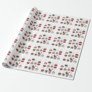 Papier Cadeau Tasses à thé drôles pour Noël