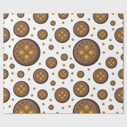 Papier Cadeau Tasty chocolate chip cookies seamless pattern (Plat)