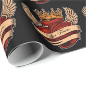 Papier Cadeau Tatouage Art Mexicain Coeur Papier d'enveloppement (Coin rond)