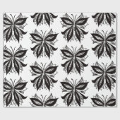 Papier Cadeau Tatouage Tribal Noir Et Blanc Papillon (Plat)