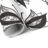 Papier Cadeau Tatouage Tribal Noir Et Blanc Papillon (Coin rond)