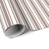 Papier Cadeau Taupe brun et blanc bonbons rayures (Coin rond)